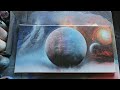 Red vs. Blue Space Scene | Spray Paint Art