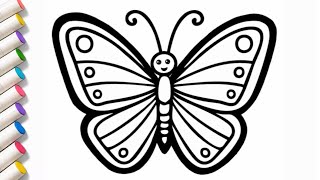Monarch Butterfly Drawing, Painting, Coloring for Kids & Toddlers | How to Draw Paint Easy