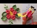 Most beautiful🌸🍁🌸 flower with easy trick|super easy hand embroidery