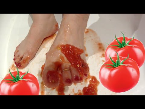 trampling  food - tomato