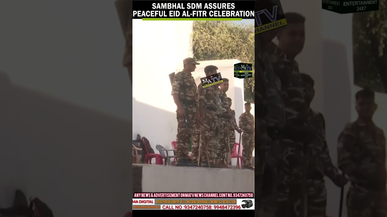 Security personnel deployed outside Shahi Jama Masjid in Sambhal on the occasion of Eid Al-Fitr