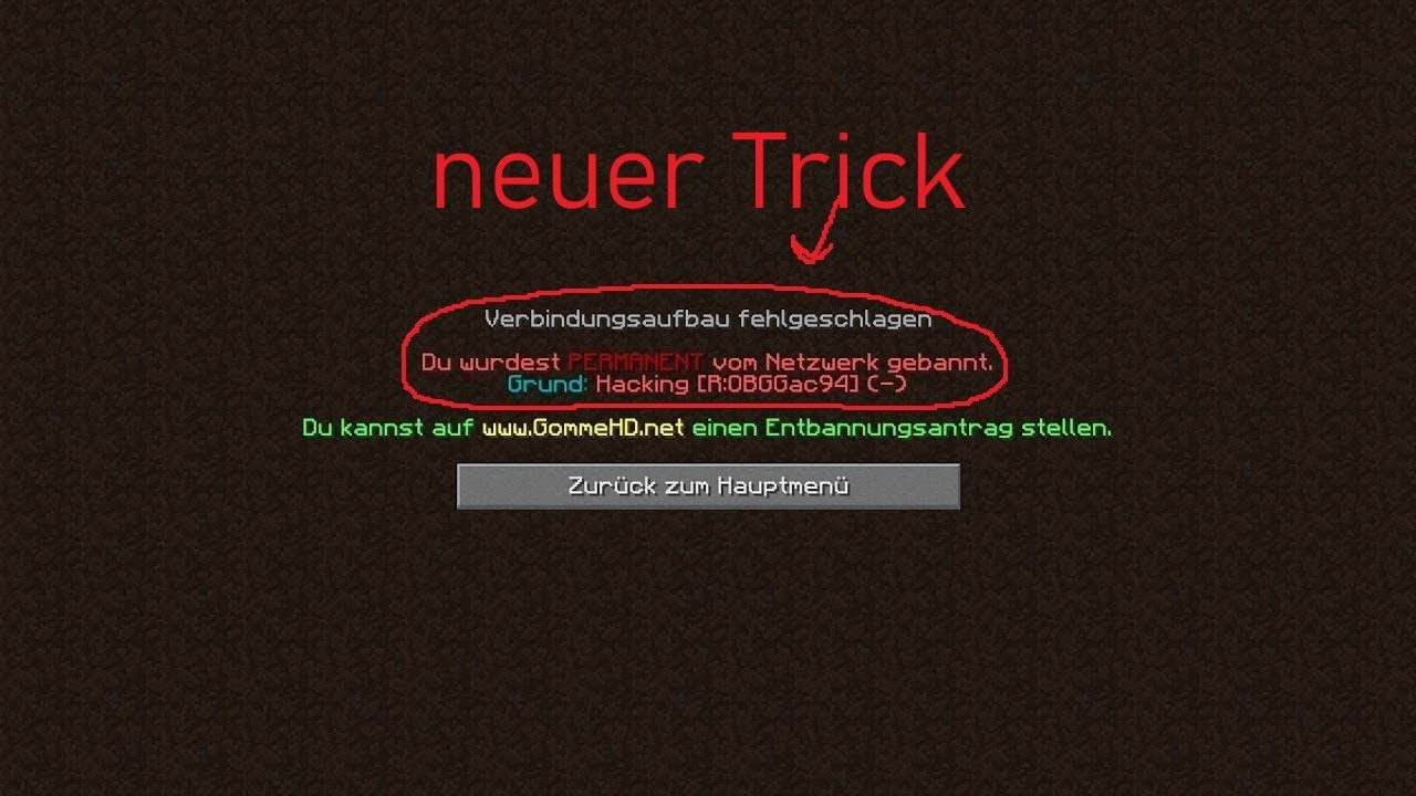 Neuer Bug wie man sich auf Gomme entbant !!!!