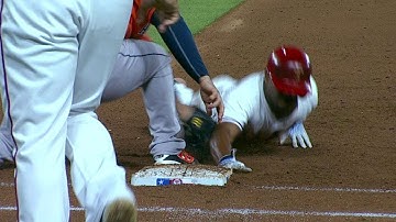 HOU@TEX: DeShields picked off after call overturned