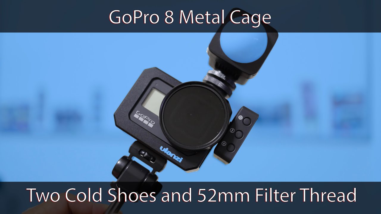 Gopro 8 Metal Cage With Two Cold Shoe Mounts And 52mm Filter