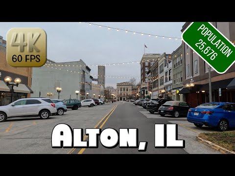 Driving Around Small Town Alton, IL in 4k Video