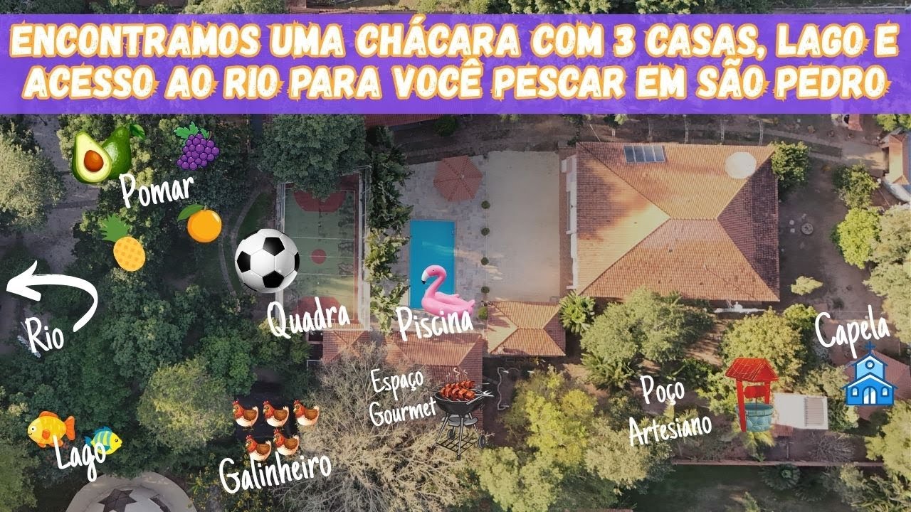 CHÁCARA INCRÍVEL EM SÃO PEDRO COM LAGO, RIO, 3 CASAS E PISCINA – UM REFÚGIO NATURAL!