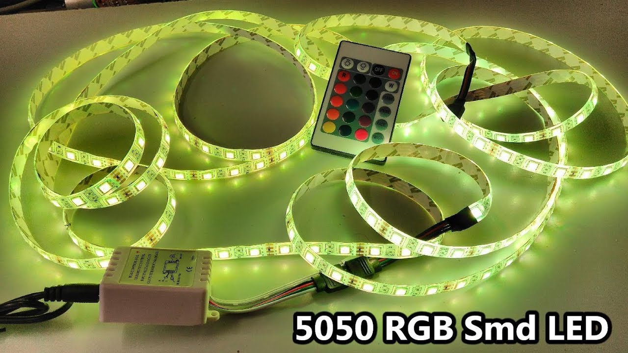 RGB 5050 smd LED Light Strip 12V IR Remote Control - 24 Keys / 5 Meter / Waterproof / - YouTube