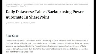 Daily Dataverse Tables Backup using Power Automate In SharePoint