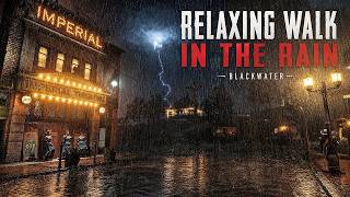 Blackwater Rain Walk at Night | RDR2 Thunderstorm Ambience for Sleep