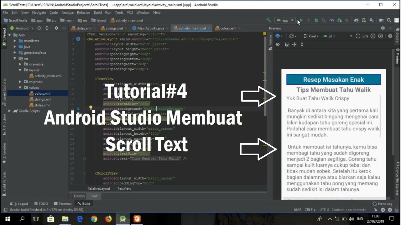Tutorial#4 Android Studio Membuat Scroll Text - YouTube