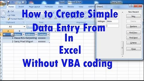 data entry form inexcel 2007