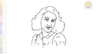 Anne Frank easy drawings | Art tutorials | How to draw German diarist Anne Frank step by step
