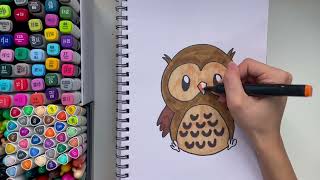 Owl Drawing and Colouring Easy for Kids