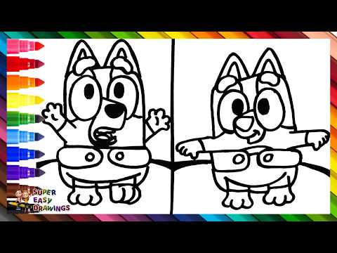 Draw and Color Baby Bluey and Baby Bingo 🐶🍼🐶 Drawings for Kids