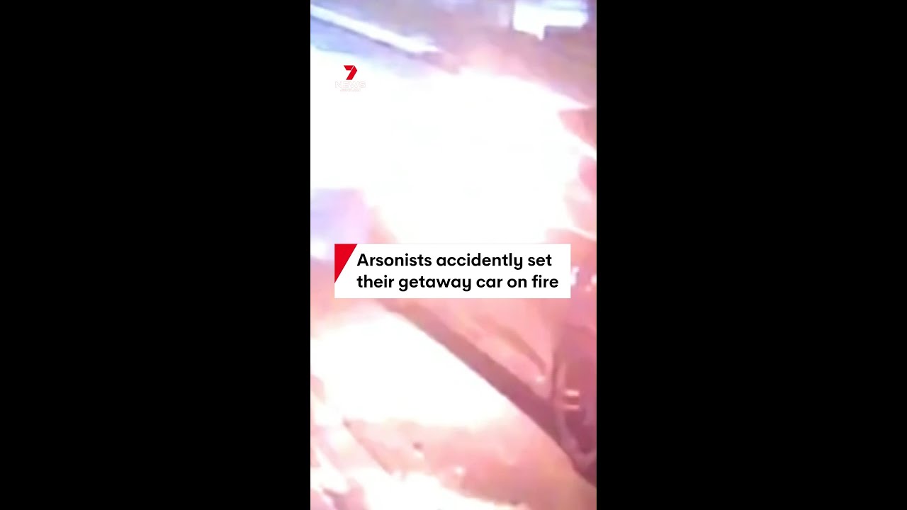 Arsonists accidently set their getaway car on fire