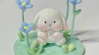 Attitude｜石塑粘土花丛中的兔子教程