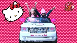 Ride On Hello Kitty Toy Car for Kids - Hello Kitty Pink Bow Power Wheels