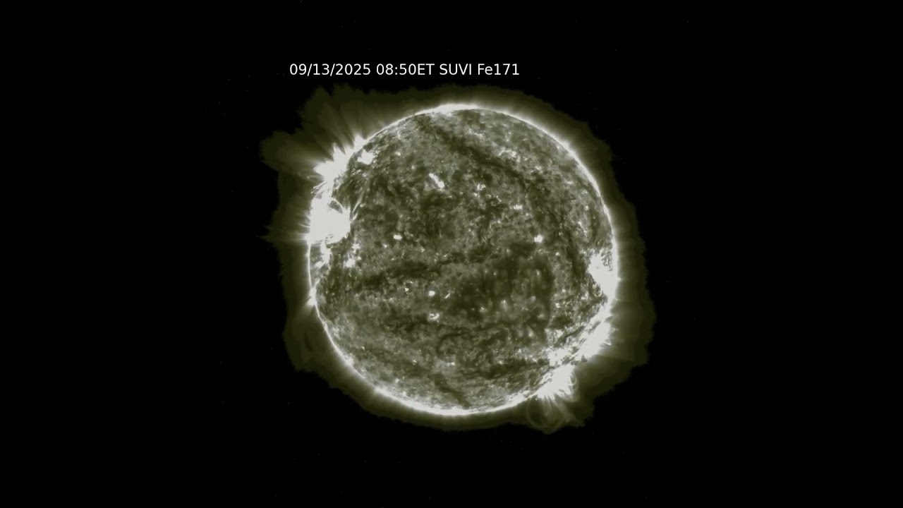 Sun 24 Hour Timelapse | Iron IX / 171 Å | NOAA GOES-19 Extreme Ultraviolet (Sep 13, 2025) 