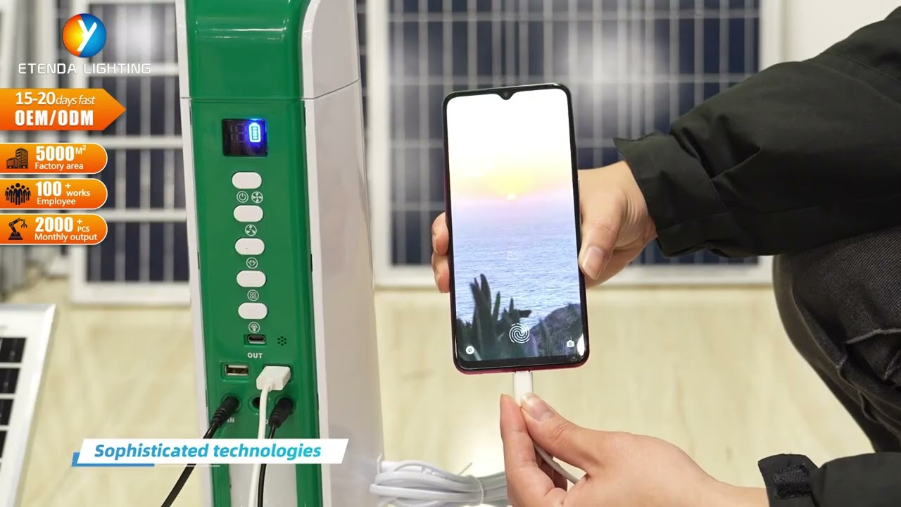 China Factory Solar Fan 16 Inch DC AC Charging Fan with Lead Acid Battery and LED Light