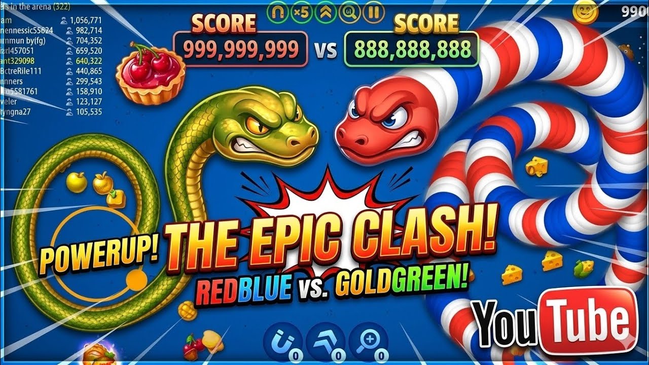 THE EPIC CLASH! 🐍 | 999M Score World Record? | Worms Zone.io Gameplay ...