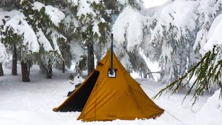 Solo Hot Tent Camping In Snow - Video Compilation