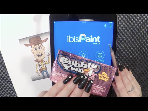ASMR Gum Chewing Drawing Woody From Toy Story on iPad | Whispered Ramble | Writing Names