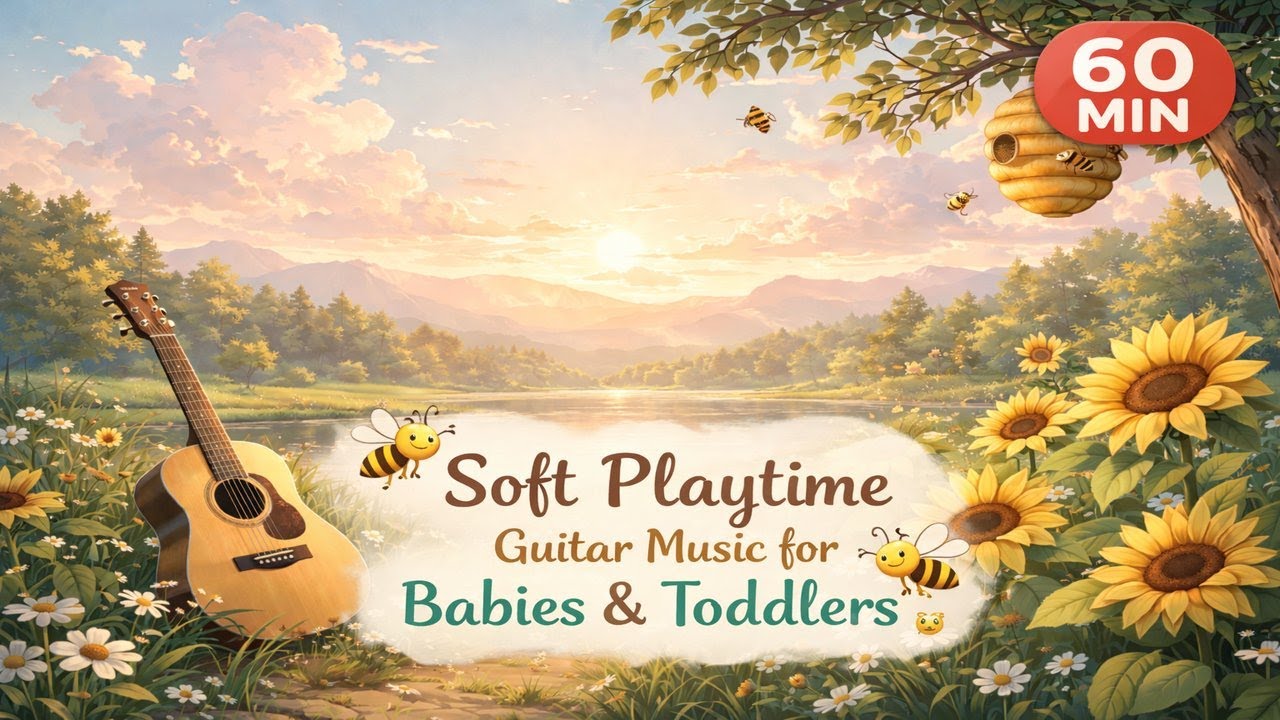 Soft Playtime Guitar Music for Babies & Toddlers 🐝 | 60-Minute Calm Instrumental | Busy Bees Music