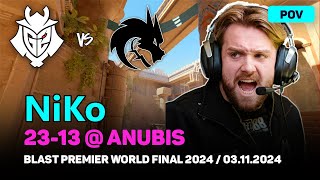 CS2 POV G2 NiKo (23/13) vs Spirit (anubis) @ BLAST Premier World Final 2024 | Nov 3, 2024