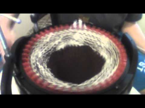 Slouchy looking hat on the addi king express knitting machine