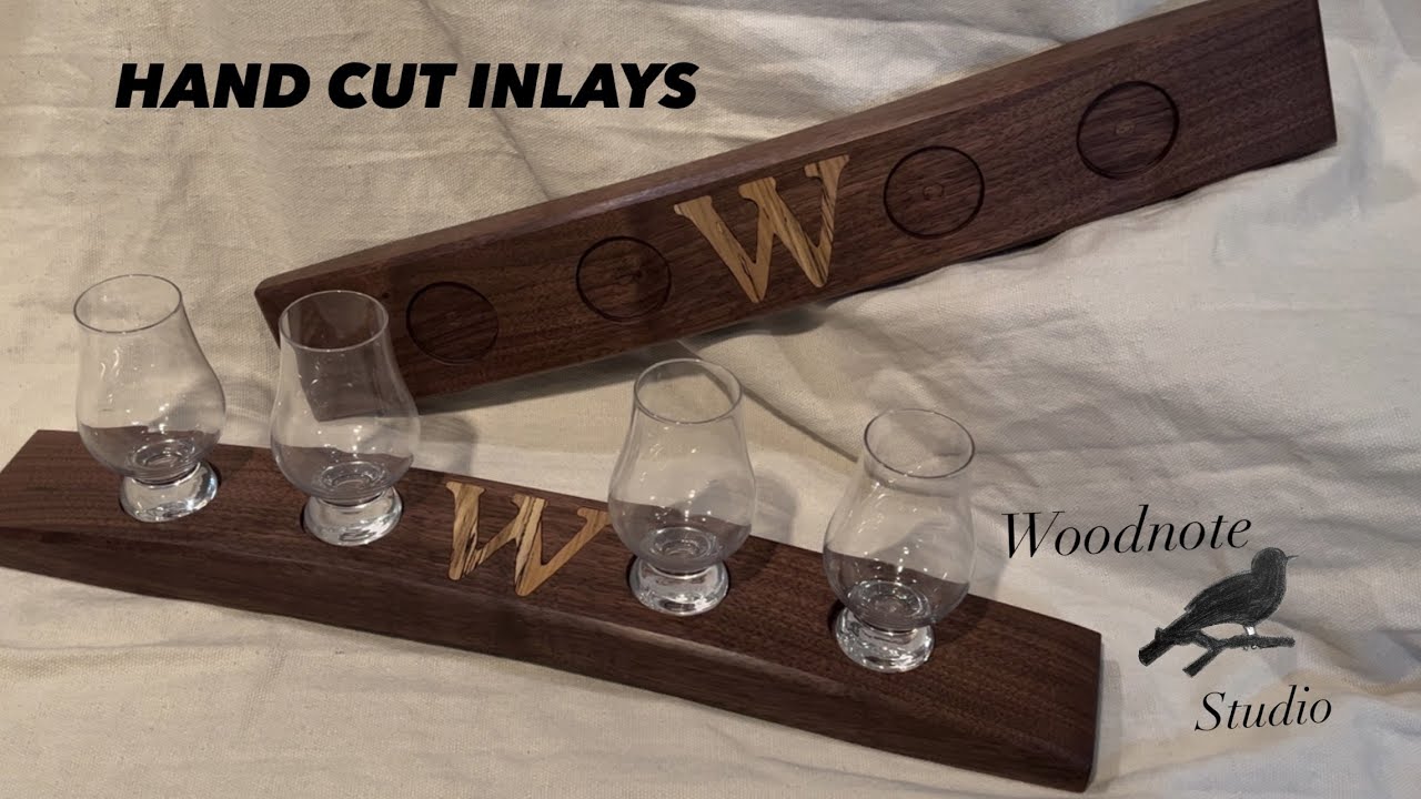 Tasting Flight Build with Walnut and Hand Cut Spalted Ash Inlay