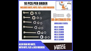 M5 Allen SUS304 Stainless Steel Bolts.