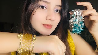 (ASMR) My jewellery collection💎 (Indian bangles, Handmade earrings✨) 