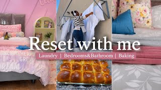 PRODUCTIVE HOMEMAKING DAY | Clean With me |Bedrooms & Bathroom Reset, Laundry & Baked Buns