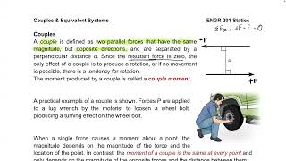ENGR 201 Fall 2026 - Lecture 09: Couples & Equivalent Systems