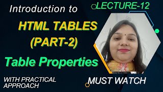 HTML Tutorial: HTML Table Tags in Hindi(Part-2) | Web Development Tutorials #lec12