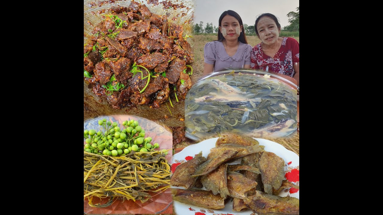 အမိုးလက်ရာ ငါးပြေမကြော်ချက်,ငါးခူချဥ်ပေါင်ရွက်ဟင်းချို,ငါးပိရည်တို့စရာနဲ့ ထမင်းစားမြိန်😋