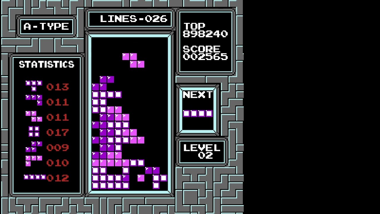 No rotation tetris, 45 lines