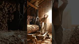 Satisfying Vintage Machinery: Cutting Massive Logs with Steam Power #trending #turnedwood #woodcraft