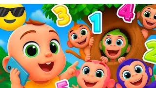 🐵🛏️ Five Little Monkeys | Jumping on the Bed Song | Fun Counting Rhyme for Kids & Toddlers 🎶
