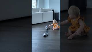 Little Naomi Is Exploring Vacuum Cleaner. Baby Short Video
