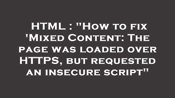 HTML : "How to fix 
