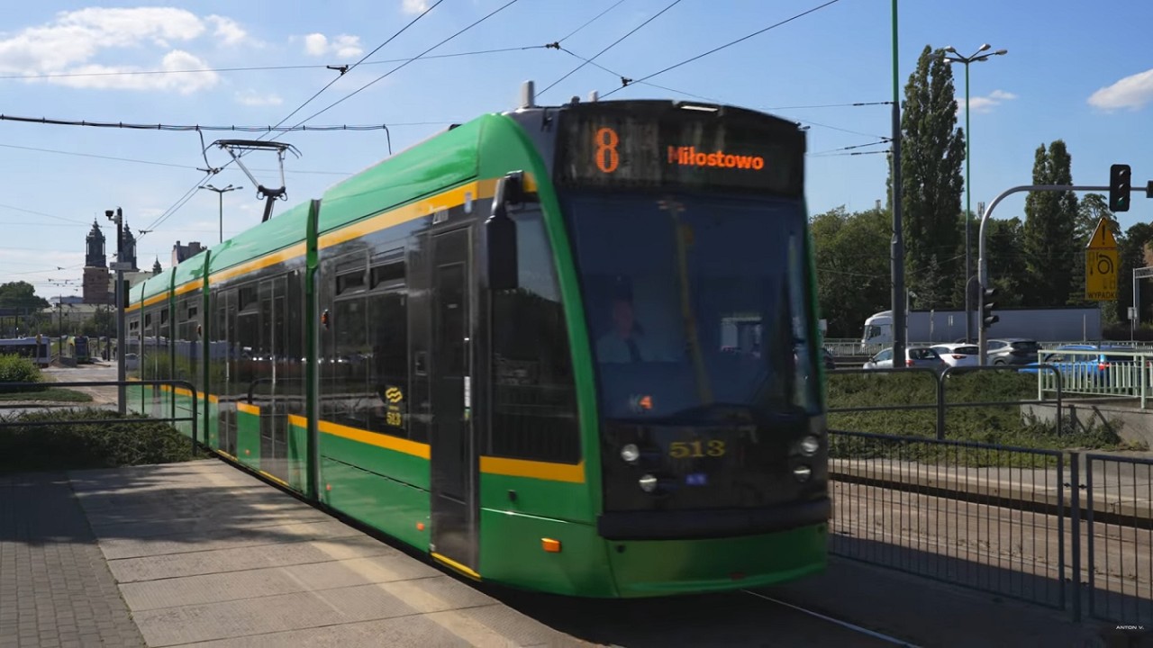 Poland, Poznań, tram 8 ride from Rondo Śródka to Mogileńska