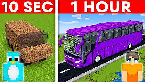 10 Second vs 1 Hour - Bus House Build Challenge in Minecraft