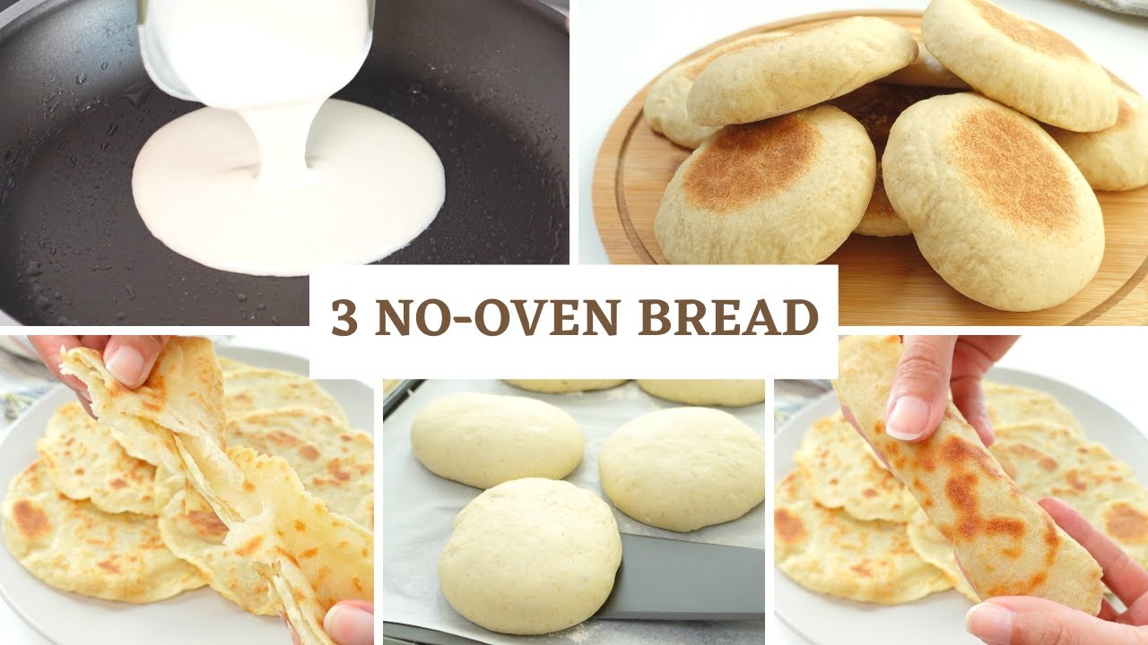 3 Recipes For No-oven and No-egg Bread | Easy and Fast