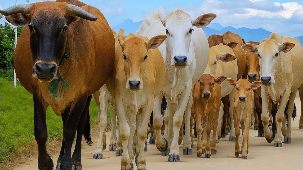 Sapi Many Aktivitas Kerumunan sapi Setiap sore pulang ke kandang, Suara Sapi Moo ...