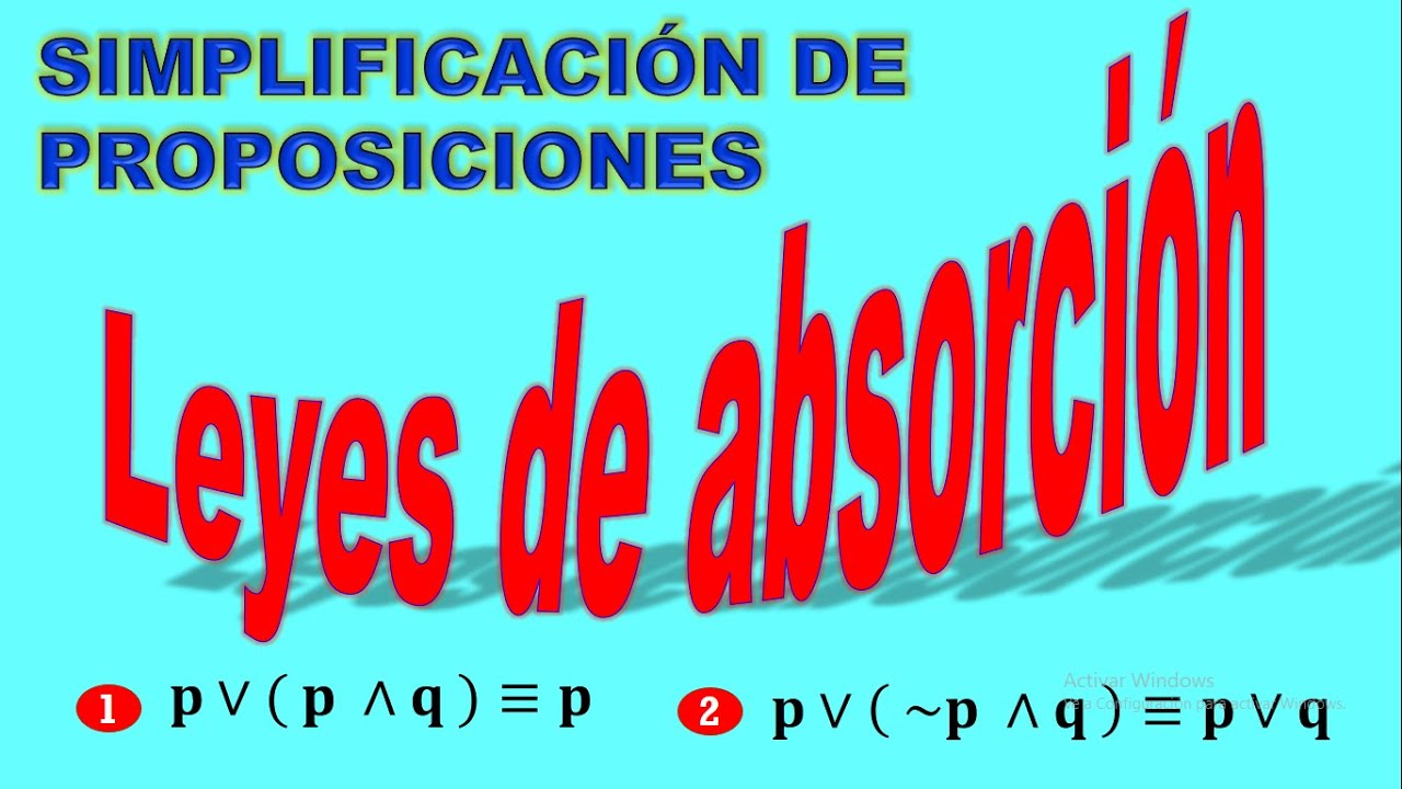 Leyes de absorción | lógica proposicional | Simplificación de proposiciones lógicas | Leyes lógicas