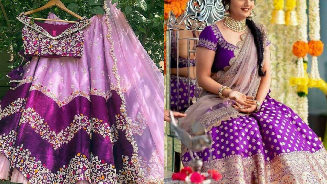 Buy Payal & Zinal Purple Organza Embroidered Lehenga Set Online | Aza  Fashions
