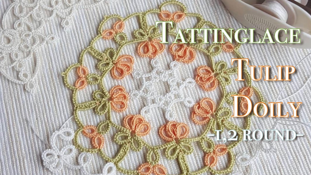 태팅레이스무료도안, 🌷튤립도일리 같이 떠봐요! 1,2라운드편 Tulip Doily Shuttle Tatting lace Free