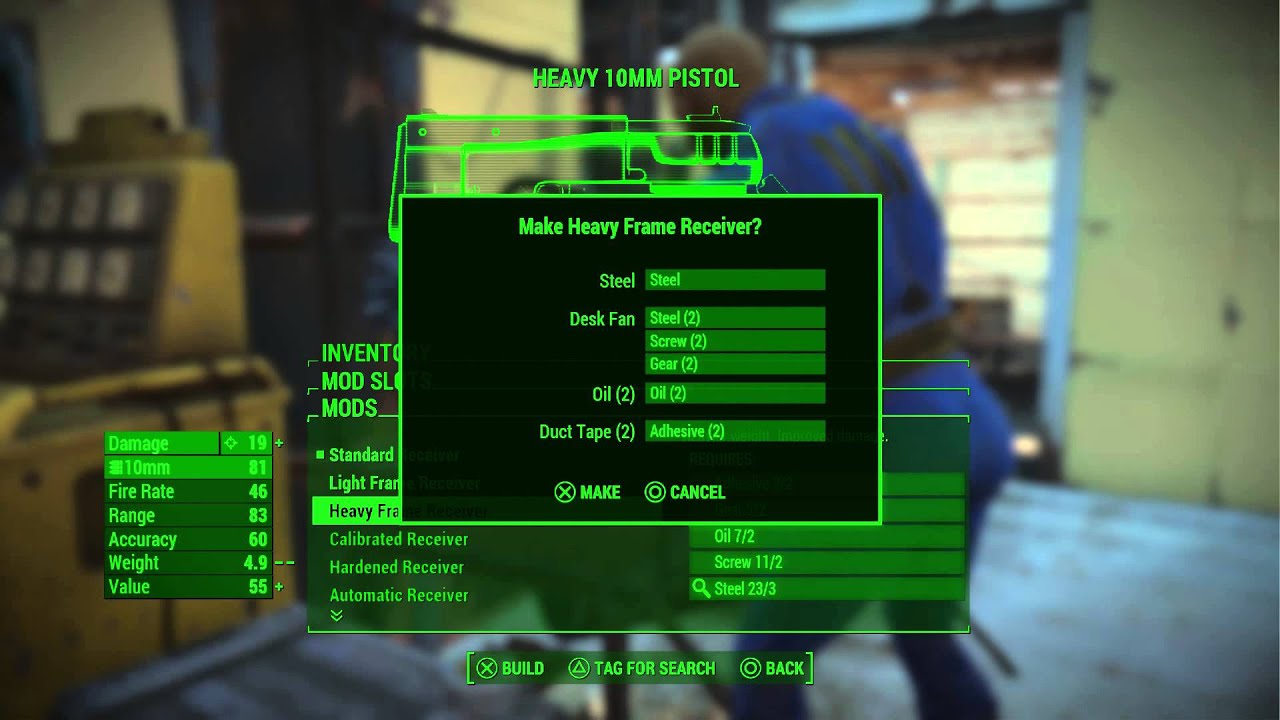 Fallout 4 Weapons Workbench Tutorial 10MM Pistol Modded with Heavy