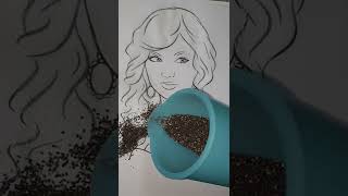 Taylor Swift Coloring Page Hair paint with roller and glitter 13